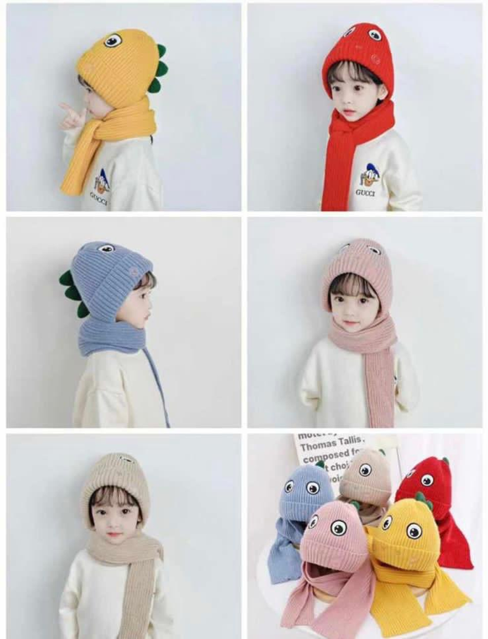 Детский комплект: шапка и снуд «динозавр»