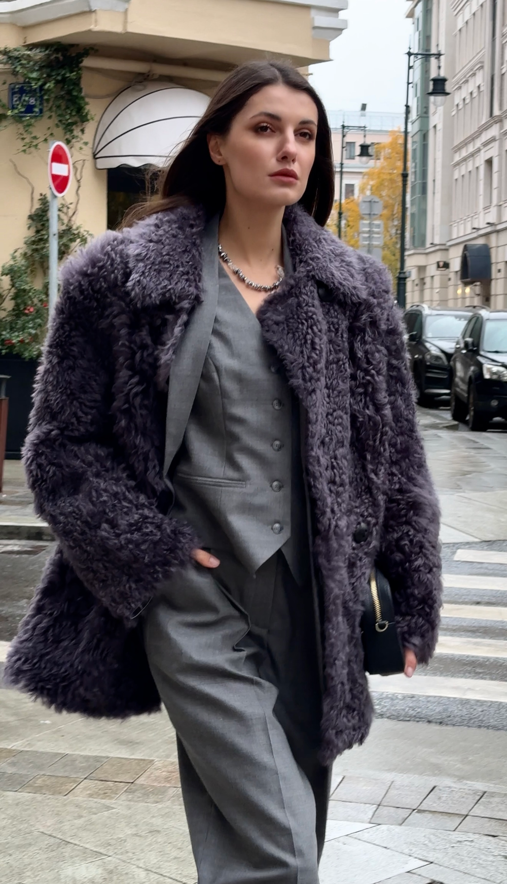 Дубленка двусторонняя "Серый сапфир"