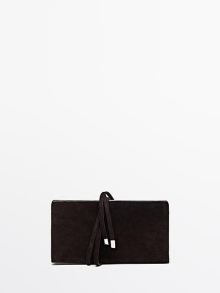 Massimo Dutti Клатч из замши, шоколадный