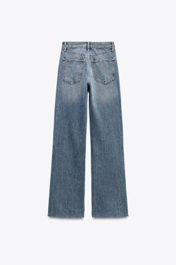 ZARA ДЖИНСЫ TRF WIDE LEG FULL LENGTH С ВЫСОКОЙ ПОСАДКОЙ, СИНИЙ