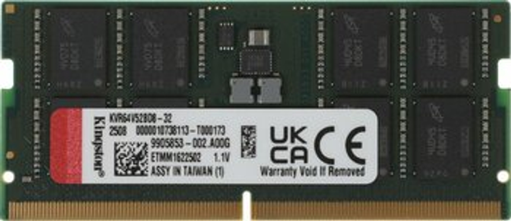 Оперативная память KINGSTON ValueRAM DDR5 32GB 6400MHz CL52 UDIMM Non-ECC KVR64V52BD8-32