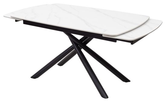 Стол RIVOLI 140 MATT WHITE MARBLE SOLID CERAMIC / BLACK