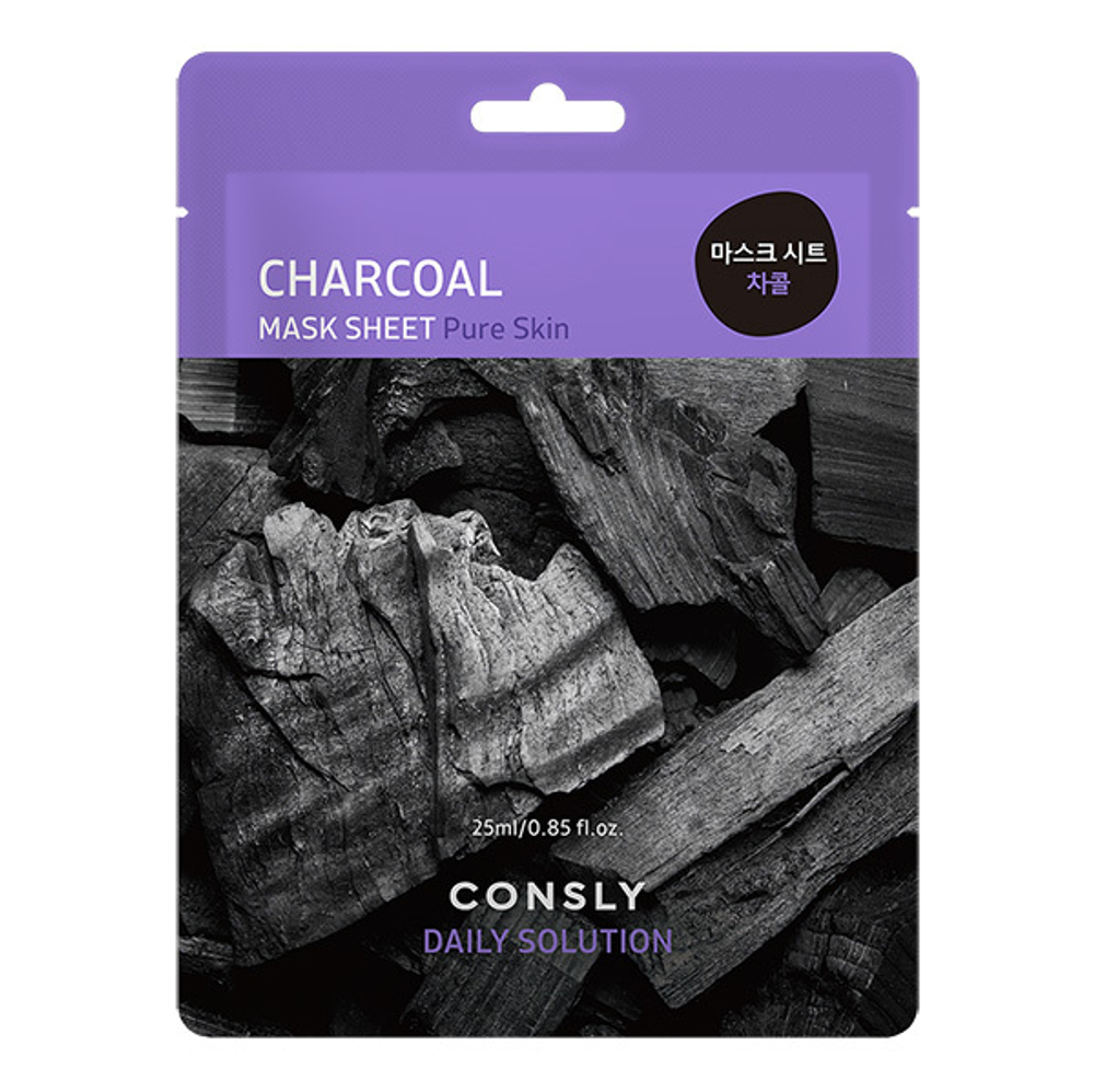 Тканевая маска для лица с Древесным Углём Consly Daily Solution Charcoal Mask Sheet