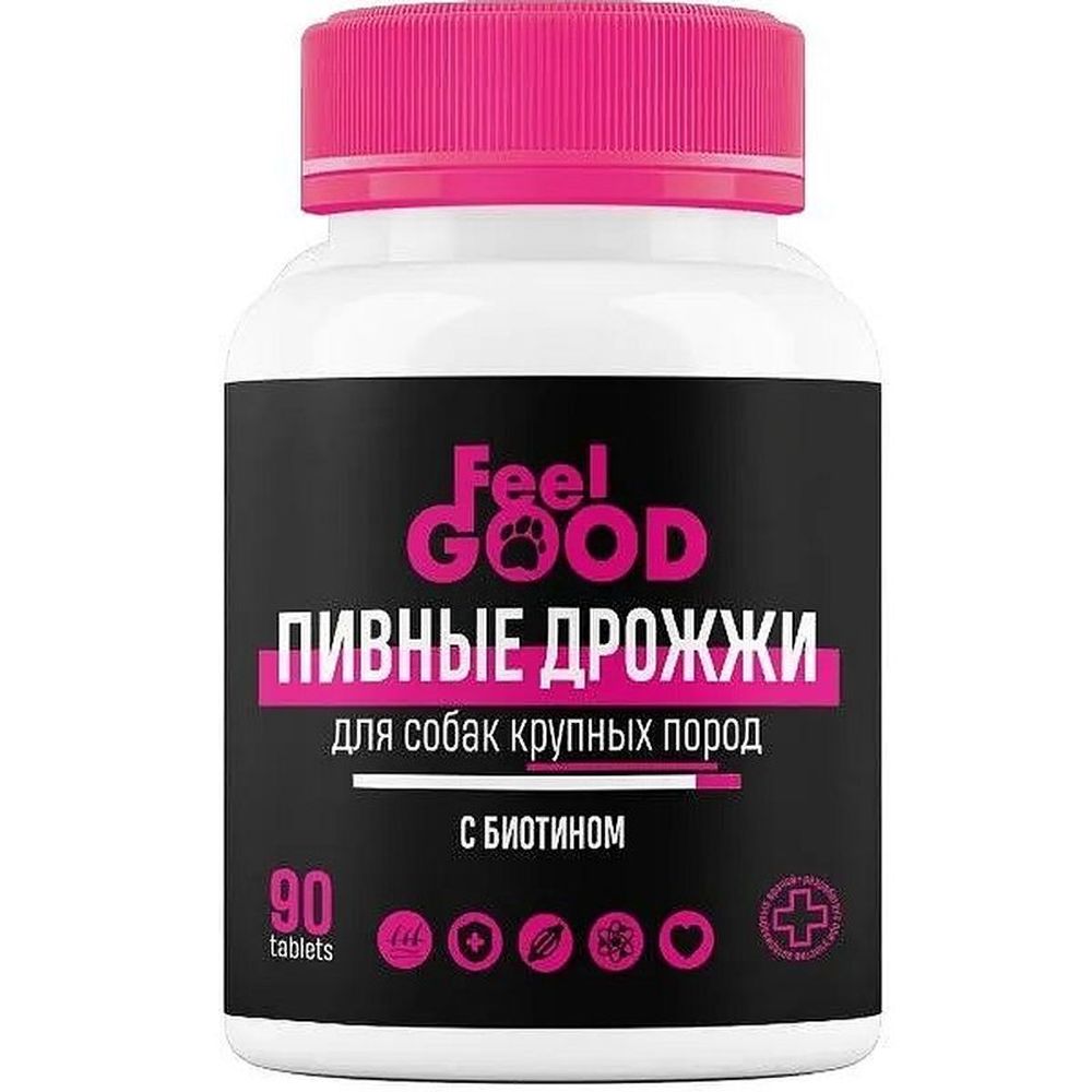 Пивные дрожжи для взрослых собак крупных пород с биотином и чесноком FeelGOOD, 90 табл.