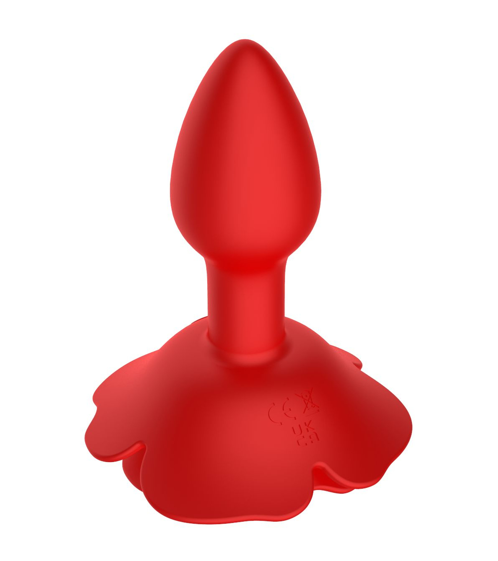 Красный анальный вибростимулятор в форме розы (Цвет: красный)