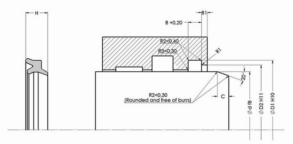 A208-025/3 NBR Двухсторонний грязесъёмник штока 25-35-6,3/8
