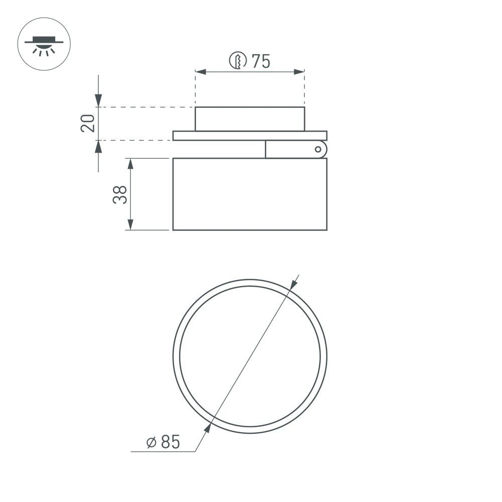 Светильник LGD-POT-BUILT-R85-12W Warm3000 (BK, 100 deg, 230V) (Arlight, IP44 Металл, 5 лет) 045776