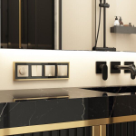 Рамка на 4 поста Baguette (черный/латунь)