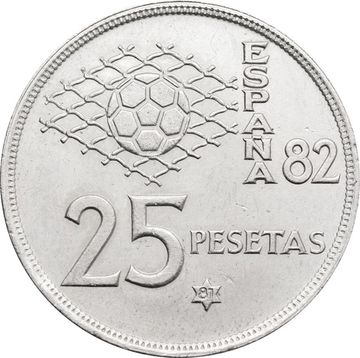 25 песет 1980 Испания Чемпионат мира FIFA '82