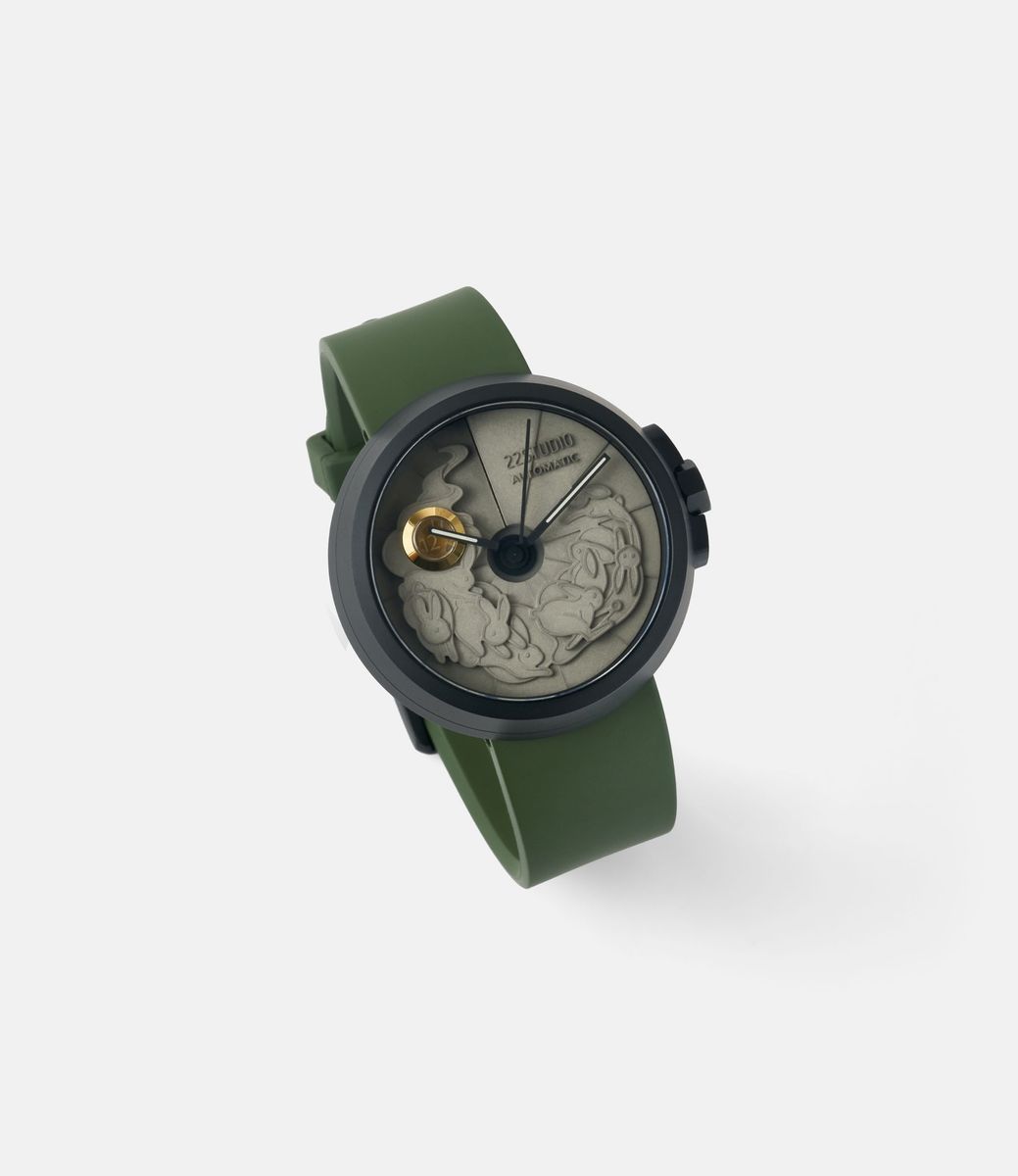 22 Studio Limited Rabbit Edition Moss Green — часы с циферблатом из бетона (45 мм)