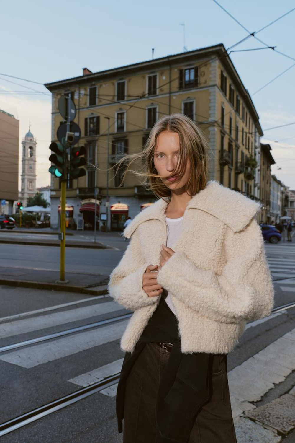 ZARА КАРДИГАН ИЗ БУКЛЕ, ЭКРЮ