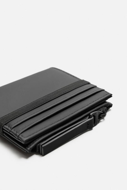 ZARA ПРОРЕЗИНЕННЫЙ КОШЕЛЕК С ОТДЕЛОМ ДЛЯ МОНЕТ, ЧЕРНЫЙ