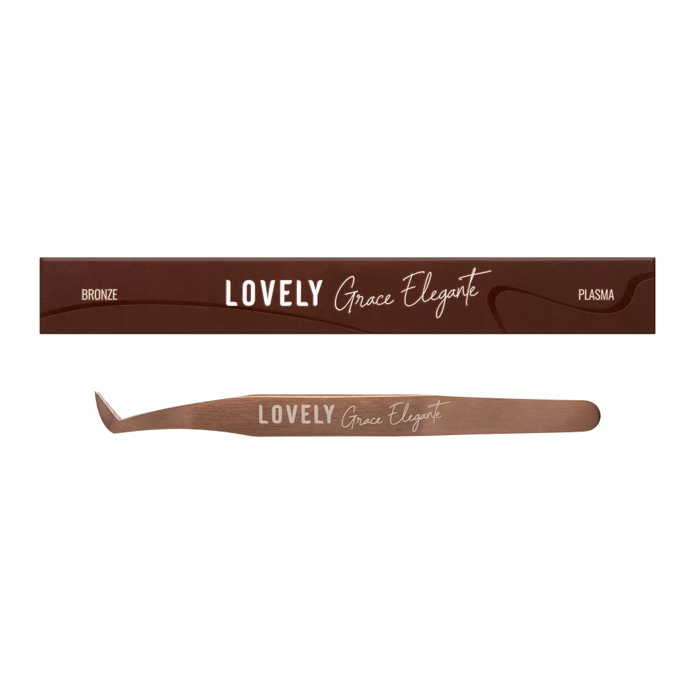 Пинцет для наращивания ресниц Lovely NanoFiber, серия Grace Elegante Bronze, тип Круглый сапожок