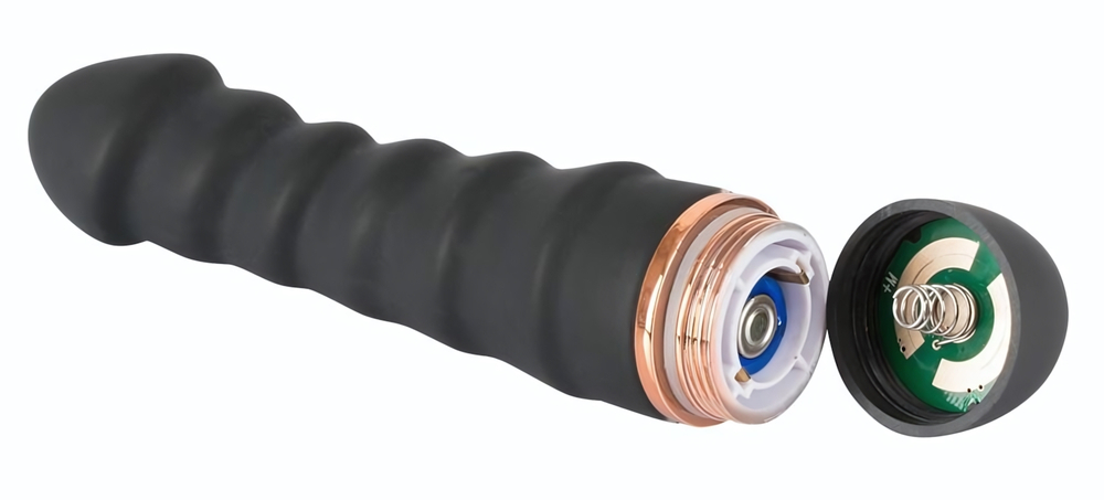 Чёрный вибратор с ребрами Bendy Ripple - 16,5 см. (Цвет: черный)