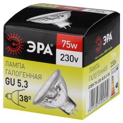 Лампа галогенная ЭРА GU5.3-JCDR (MR16)-75W-230V-CL GU5.3 75Вт софит теплый белый свет | Лампы галогенные Точечные (MR, PAR)
