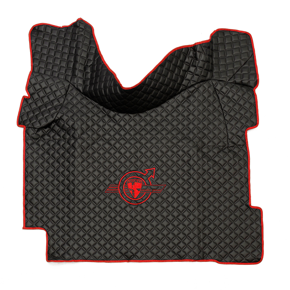 Ковры VOLVO FH-12 2009-2013г (автомат) (экокожа, черный, красный кант, красная вышивка)