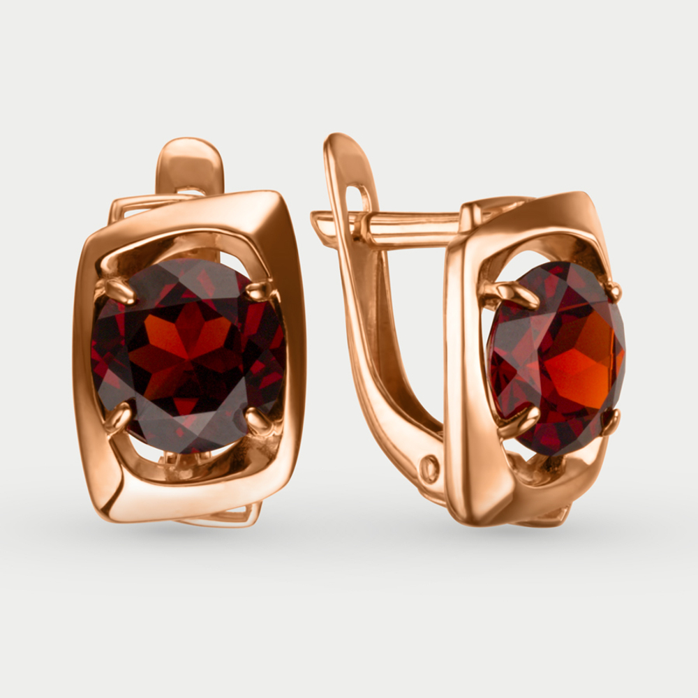 Серьги золотые 585 с гранатами