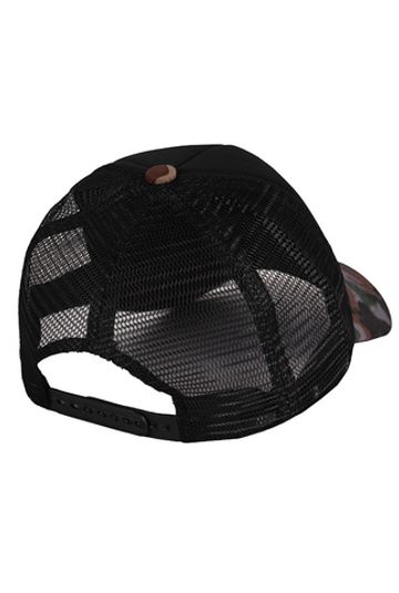 Бейсболка с сеткой черная с камуфляжным козырьком