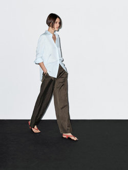 Massimo Dutti Брюки из сатина с жатым эффектом, шоколадный