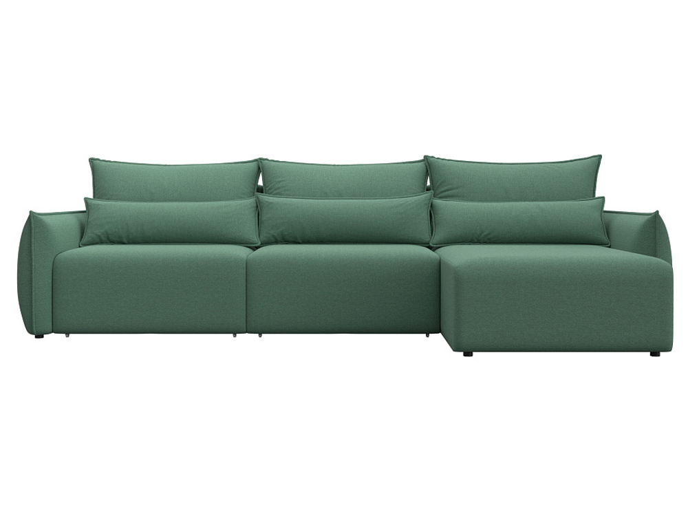 Диван угловой Лига-051 НПБ Лонг угол универсальный РОГОЖКА Амур 11 зеленый