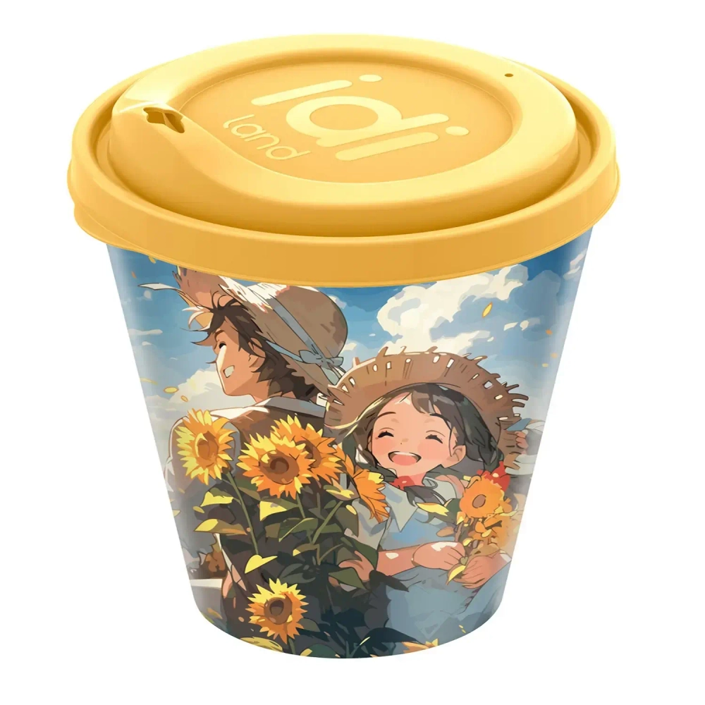 Стакан детский с крышкой 420мл с декором (микс 1)