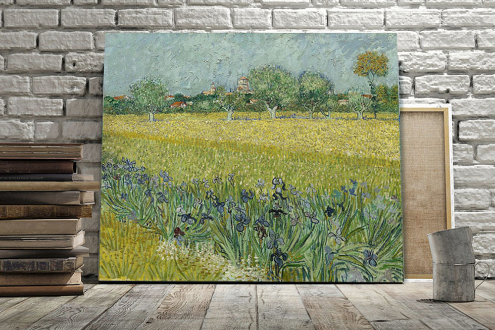 Картина для интерьера Вид Арля с ирисами на переднем плане, Ван Гог