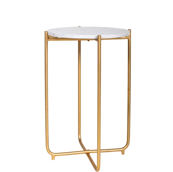 Кофейный столик Tic Ø35х55 см, белый мрамор, золото
