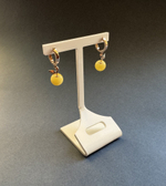 Ефимов Золотые серьги 585 пробы "Медовое яблочко" с натуральным янтарем