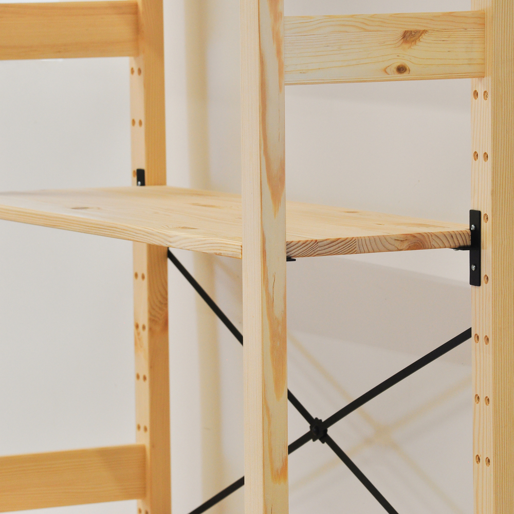 Стеллаж ИВАРИ, деревянный из массива сосны, 5 полок