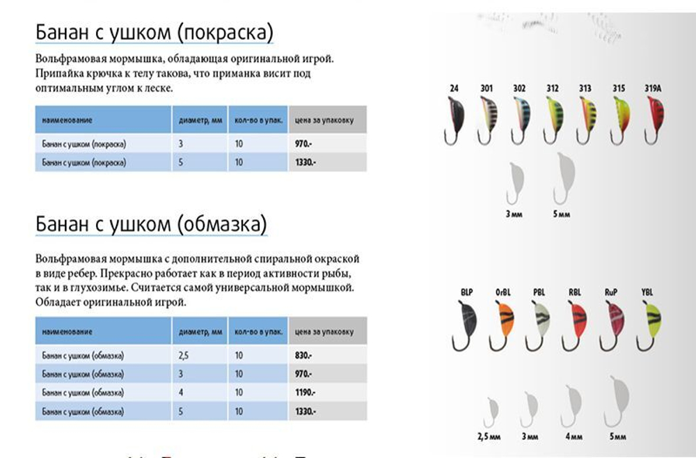 Мормышка вольфрамовая БАНАН С УШКОМ, #307, 10 шт 0,5 г