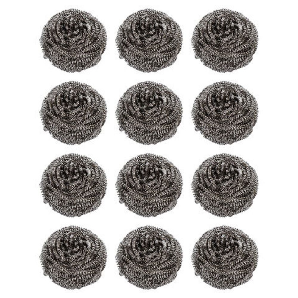 Губки (мочалки) металлические, спиральные, 12х15 г, КОМПЛЕКТ 12 шт., для посуды, гриля, плиты, LAIMA, 606658