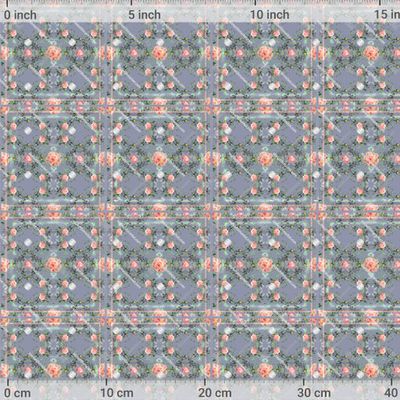 Платочный узор пионы на серо сиреневом by Елена Самарская 1200 DPI