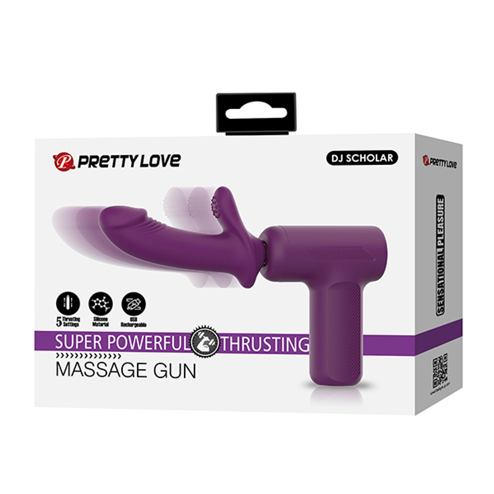 Фиолетовый вибромассажёр с поступательными движениями Pretty Love DJ Scholar Thrusting Super Powerful Gun Massage Purple BW-055028