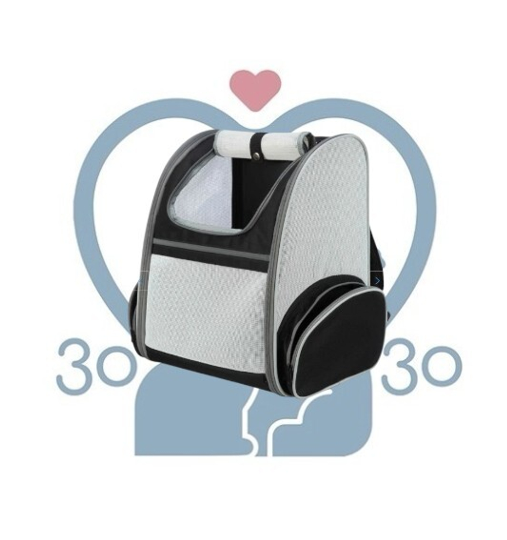 Переноска "TRIXIE" для животных "Backpack Chloe", 39х43х27 см, полиэстер,цвет: светло-серый/черный