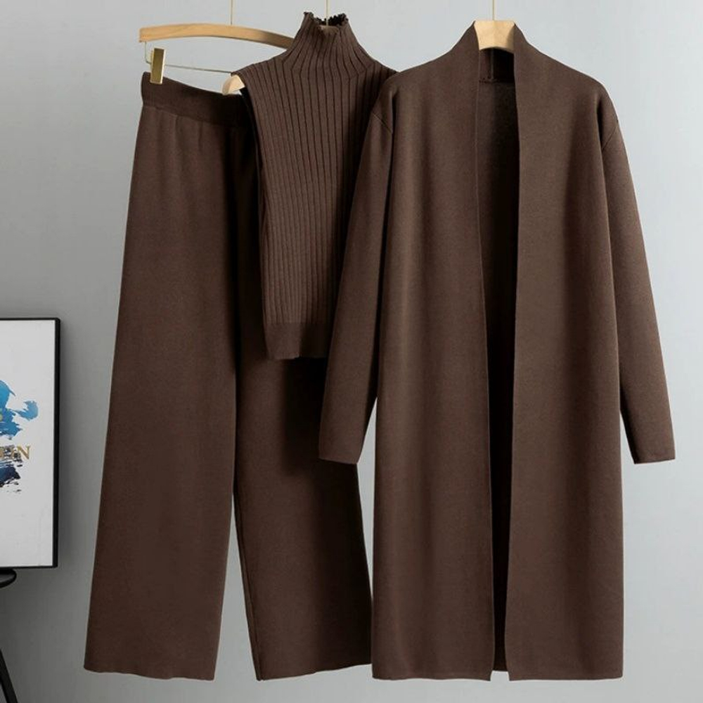 Женский комплект-тройка: кардиган, топ и брюки