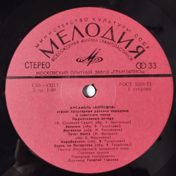 Винтажная виниловая пластинка LP Ансамбль Мелодия играет популярные русские народные и советские песни (СССР 1979)