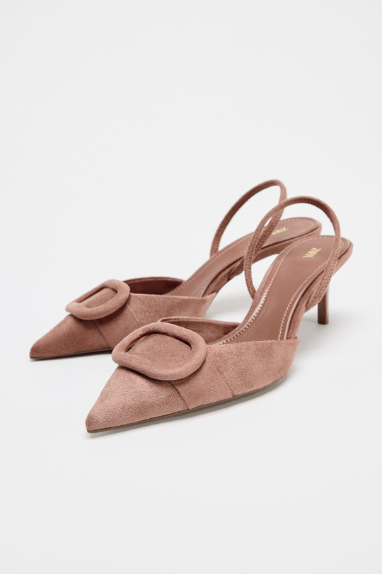 ZARA ТУФЛИ-МЮЛИ С ДЕКОРАТИВНЫМИ ДЕТАЛЯМИ, РОЗОВЫЙ