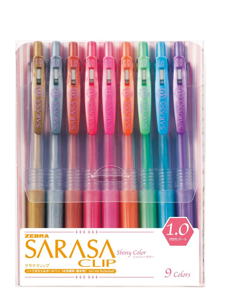 Ручки гелевые Zebra Sarasa Clip Metallic Color (9 шт)