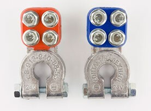 Клеммы аккумулятора /европейский стандарт/ грузовые 24V (усиленные) под прижимную планку (КОНТАКТ)