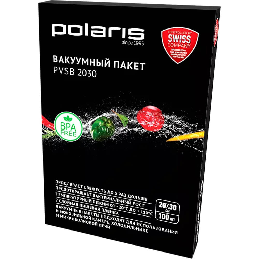Вакуумные пакеты Polaris PVSB 2030 для вакууматора 20х30 см 100 шт Прозрачный