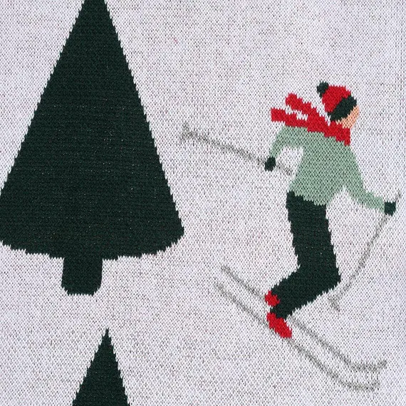 Плед из хлопка с новогодним рисунком let's ski из коллекции new year essential, 130x180 см