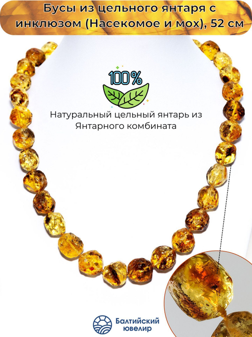 Уникальные бусы из янтаря с инклюзом (паук), длина 51 см, диаметр бусин до 1,5 см. Бусы из натуральных камней.