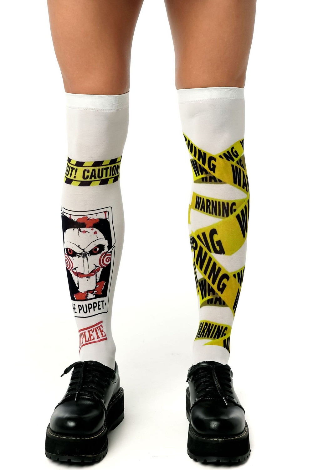 Белые гольфы с принтом по мотивам Пилы (Цвет: белый)