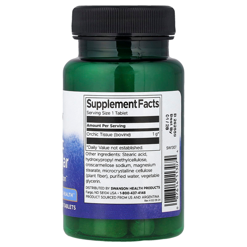 Swanson Vitamins, Orchic Glandular, для мужского здоровья, 1000 мг, 30 таблеток