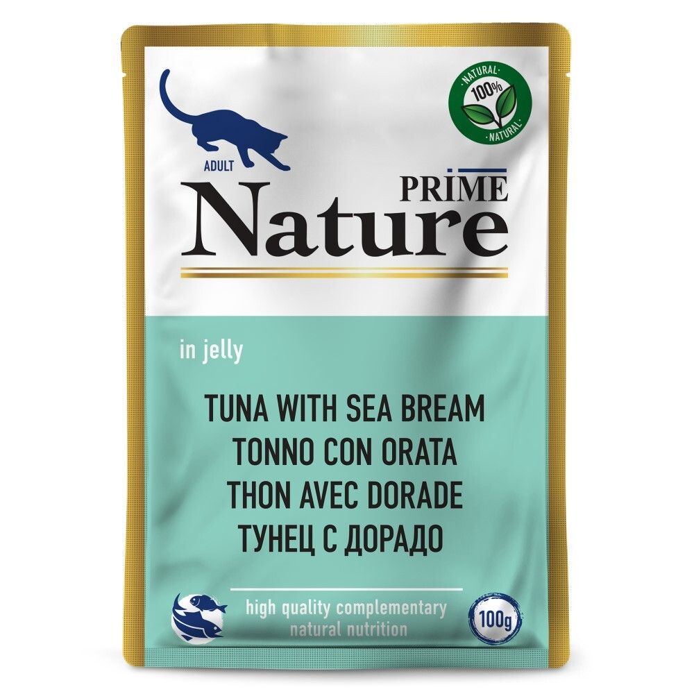 Prime Nature 100 г - консервы (пакетик) для кошек с тунцом и дорадо (желе)