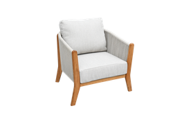 "Сидней" кресло плетеное из роупа, основание тик, каркас алюминий бежевый, роуп бежевый, ткань бежевая