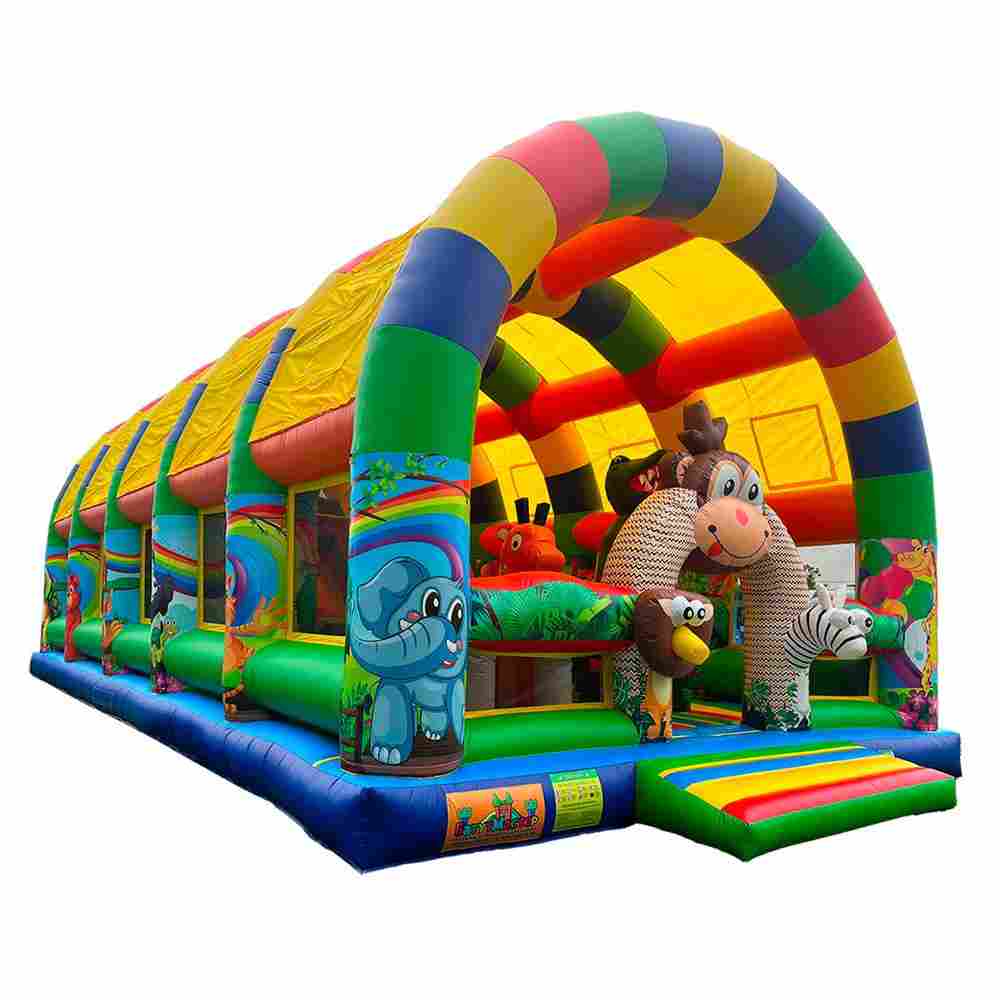 Коммерческий надувной батут «Страна Сафария» с крышей 14*7*6 м