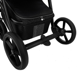 Детская коляска Roan Esso 2025 Кожа 3 в 1 с автокреслом Tutis Elo Lux Black ESSK/215/1 White/Black/руч.Тем.коричневый