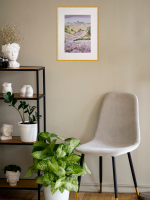 Картина авторская акварельная в паспарту 30х40 см на стену для интерьера "Поля лаванды"