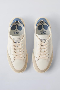 ZARA КОЖАНЫЕ КРОССОВКИ, БЕЛЫЙ